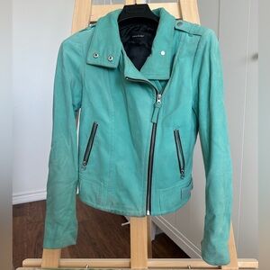 Mackage Freda Turqoise Suede Jacket 100% GOAT Skin